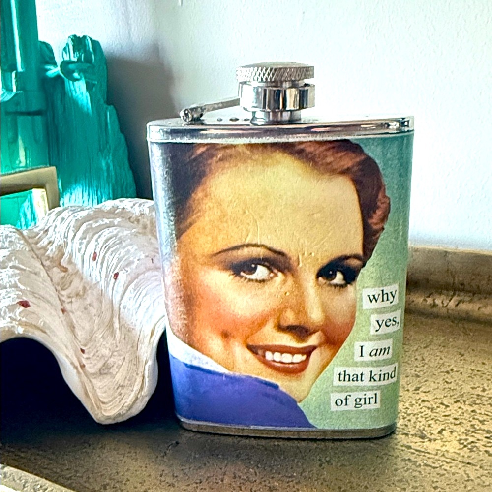 Vintage Style Stainless Steel Flask by Anne Taintor